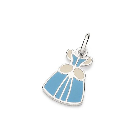 PINGENTE PRATA 925 VESTIDO CINDERELA COM APLIQUE DE RESINA AZUL CLARO. MED 2,2CM ROMMANEL 840086