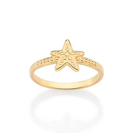 ANEL SKINNY TEXTURIZADO FOLHEADO A OURO ESTRELA DO MAR ROMMANEL 513491