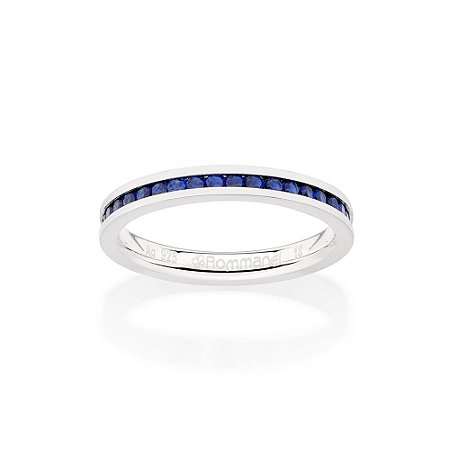 APARADOR DE ALIANÇA PRATA 925 COM ZIRCÔNIAS AZUL ROMMANEL 810291