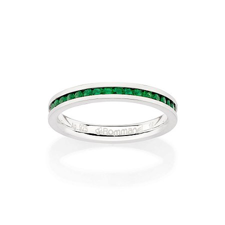 APARADOR DE ALIANÇA PRATA 925 COM ZIRCÔNIAS VERDE ROMMANEL 810290