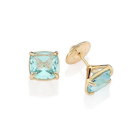 BRINCO SOLITÁRIO FOLHEADO A OURO COM CRISTAIS AZUL CLARO. MED 1CM ROMMANEL 527358