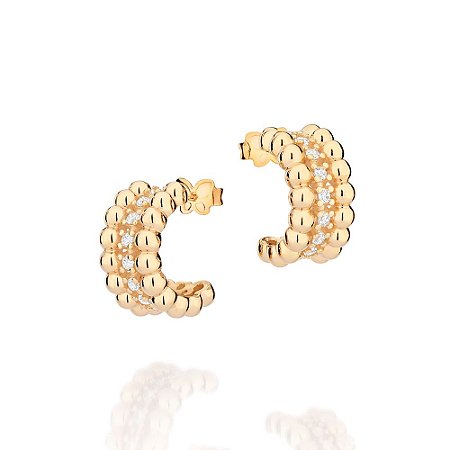 ARGOLA ESFERAS FOLHEADO A OURO COM ZIRCÔNIAS. MED 1,8CM ROMMANEL 527425