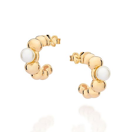 ARGOLA FOLHEADO A OURO ESFERAS COM PÉROLAS. MED 2,2CM ROMMANEL 527365