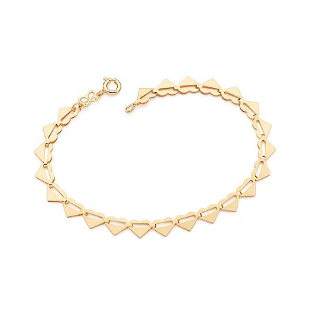 PULSEIRA CORAÇÕES FOLHEADO A OURO. MED 17/19CM ROMMANEL 552174