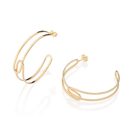 ARGOLA FOLHEADO A OURO ARO VAZADO E ENTRELAÇADO. MED 4,4CM ROMMANEL 527362