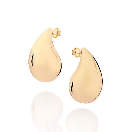 BRINCO GOTA ABAULADO FOLHEADO A OURO. MED 2,4CM ROMMANEL 527434