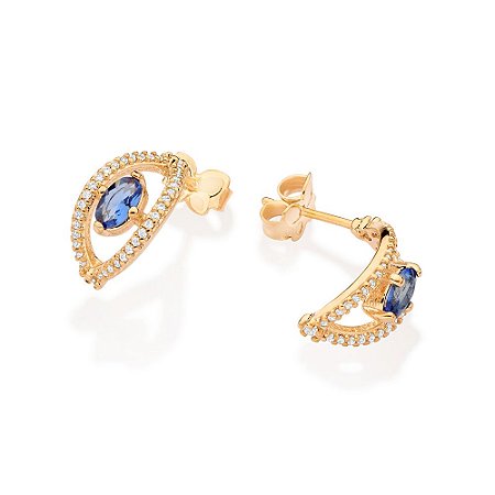 ARGOLA FOLHEADO A OURO OLHO GREGO COM ZIRCÔNIAS. MED 1,8CM ROMMANEL 527376