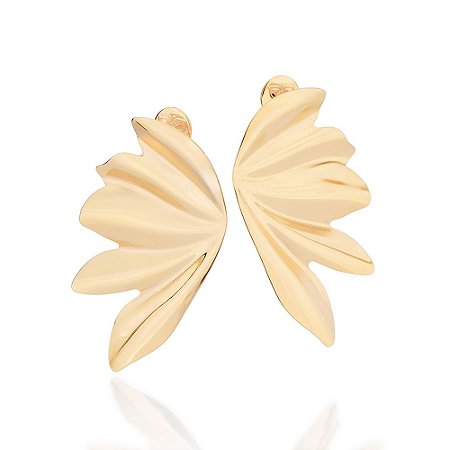 MAXI BRINCO ASA DE BORBOLETA FOLHEADO A OURO. MED 6CM ROMMANEL 527377