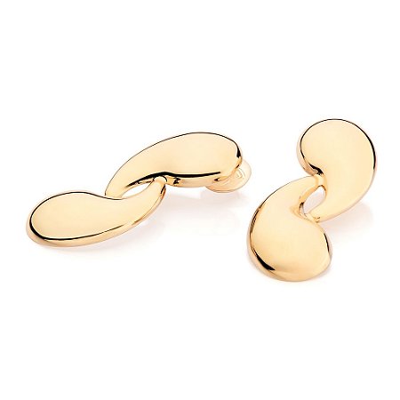 BRINCO GOTA DUPLA ABAULADO FOLHEADO A OURO. MED 4,7CM ROMMANEL 527378