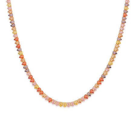 GARGANTILHA RIVIERA FOLHEADO A OURO COM ZIRCÔNIAS COLORIDAS. MED 45CM ROMMANEL 532554