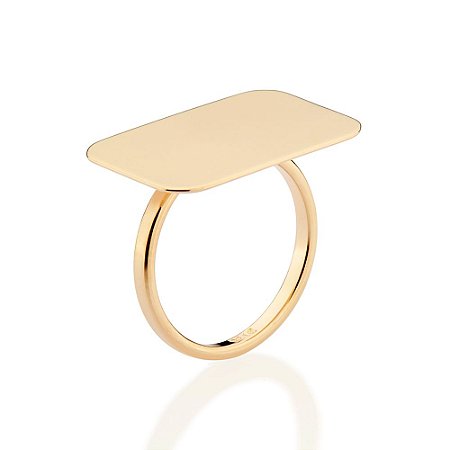 ANEL SKINNY RETANGULAR FOLHEADO A OURO ROMMANEL 513503