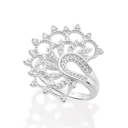 MAXI ANEL PRATA 925 MEIA FLOR DE LÓTUS ROMMANEL 810313