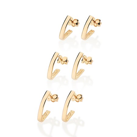 KIT ARGOLAS FOLHEADO A OURO FORMATO V ROMMANEL 527394
