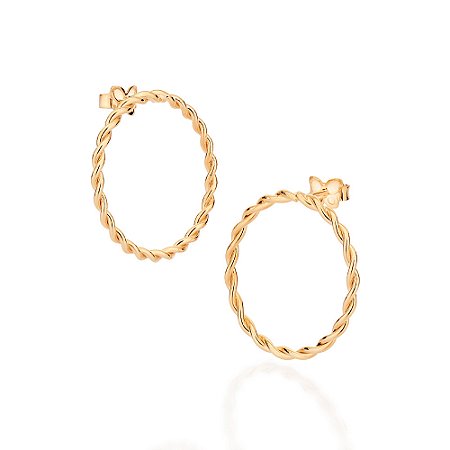 BRINCO FOLHEADO A OURO CÍRCULO TORCIDO. MED 2,5CM ROMMANEL 527399