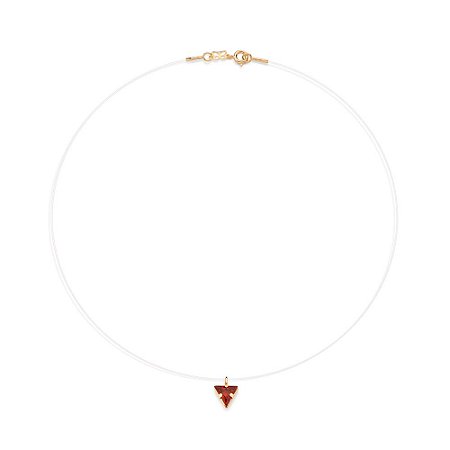 GARGANTILHA FIO DE NYLON FOLHEADO A OURO COM ZIRCÔNIA TRIANGULAR. MED 42CM ROMMANEL 532562