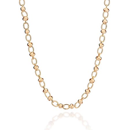 GARGANTILHA FOLHEADO A OURO ELOS OVAIS. MED 45CM ROMMANEL 532563