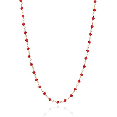 GARGANTILHA FOLHEADO A OURO COM CRISTAIS VERMELHO. MED 50CM ROMMANEL 532566