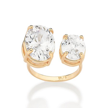 MAXI ANEL AJUSTÁVEL FOLHEADO A OURO COM ZIRCÔNIAS OVAL ROMMANEL 513521
