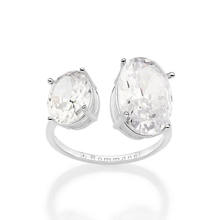 MAXI ANEL AJUSTÁVEL PRATA 925 COM ZIRCÔNIAS OVAL ROMMANEL 810327