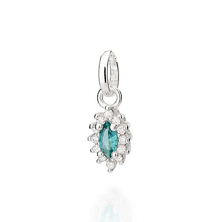 PINGENTE NAVETE PRATA 925 COM ZIRCÔNIAS BRANCO COM VERDE. MED 1,5CM ROMMANEL 840107