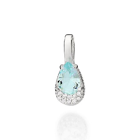 PINGENTE GOTA PRATA 925 COM ZIRCÔNIAS BRANCO COM AZUL CLARO. MED 1,5CM ROMMANEL 840083