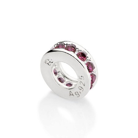 BERLOQUE STOPPER SEPARADOR PRATA 925 COM ZIRCÔNIAS ROSA ESCURO. MED 0,8CM ROMMANEL 840112