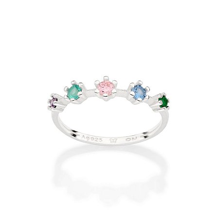 ANEL SKINNY PRATA 925 COM ZIRCÔNIAS COLORIDA ROMMANEL 810306