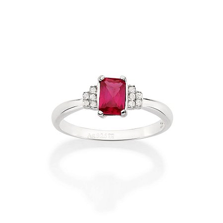 ANEL SOLITÁRIO PRATA 925 COM ZIRCÔNIAS ROSA COM BRANCO ROMMANEL 810315