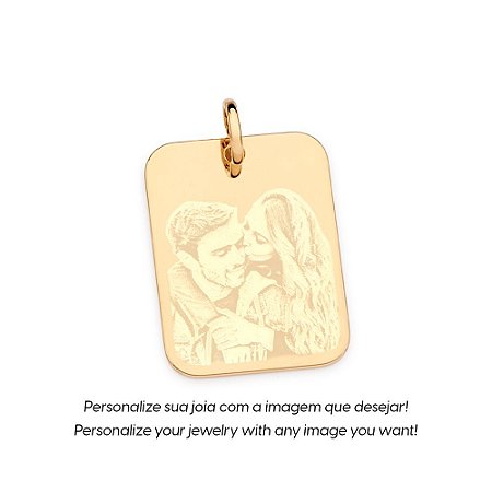 PINGENTE MEDALHA RETANGULAR FOLHEADO A OURO PERSONALIZÁVEL. MED 3,1CM ROMMANEL 542774