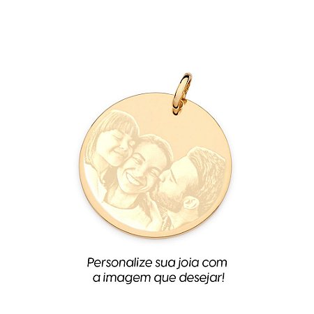 PINGENTE MEDALHA REDONDA FOLHEADO A OURO PERSONALIZÁVEL. MED 3,4CM ROMMANEL 542773