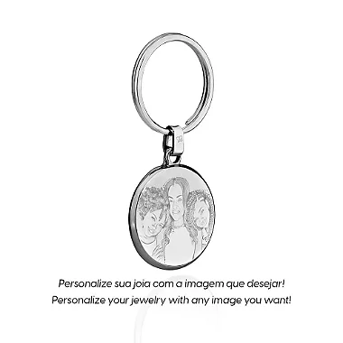 CHAVEIRO REDONDO PERSONALIZÁVEL EM AÇO. MED 6,7CM ROMMANEL 260001