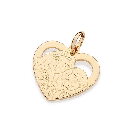 PINGENTE CORAÇÃO FOLHEADO A OURO PERSONALIZÁVEL MOANA. MED 2,7CM ROMMANEL 542905