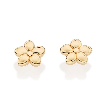 BRINCO FLOR DE PLUMÉRIA FOLHEADO A OURO. MED 0,70CM ROMMANEL 527445