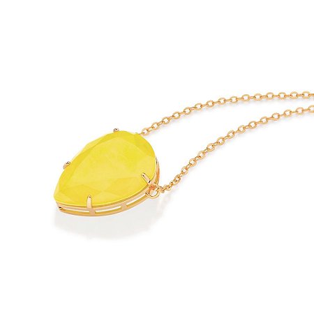 GARGANTILHA FOLHEADO A OURO COM CRISTAL FÚSION AMARELO. MED 50CM ROMMANEL 532565
