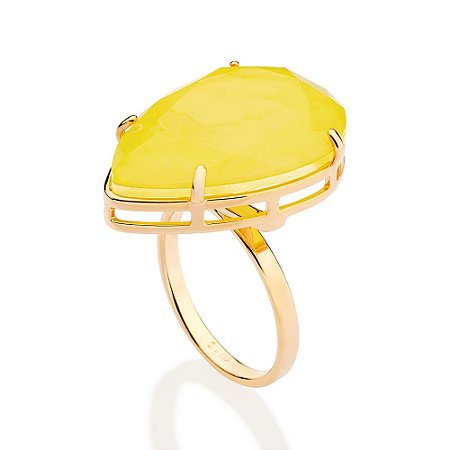 MAXI ANEL FOLHEADO A OURO COM CRISTAL FÚSION AMARELO ROMMANEL 513522