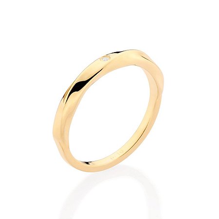 ALIANÇA TWIST FOLHEADO A OURO COM ZIRCÔNIA ROMMANEL 513562