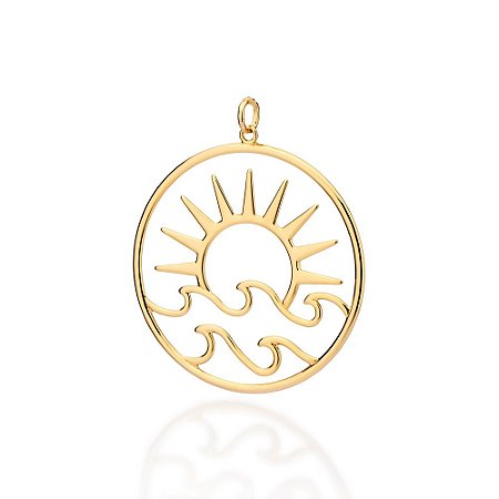 PINGENTE SOL E ONDAS FOLHEADO A OURO. MED 6CM ROMMANEL 542738