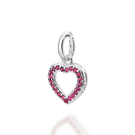 PINGENTE PRATA 925 CORAÇÃO COM ZIRCÔNIAS ROSA ESCURO. MED 1,5CM ROMMANEL 840183