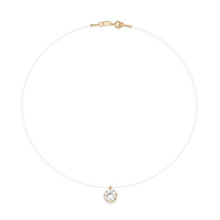 GARGANTILHA FIO DE NYLON FOLHEADO A OURO COM ZIRCÔNIA. MED 45CM ROMMANEL 532569