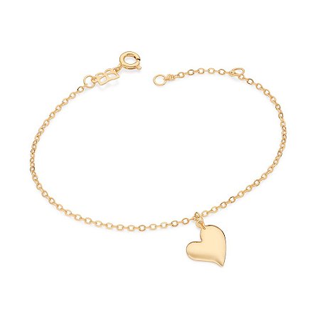 PULSEIRA FOLHEADO A OURO COM PINGENTE CORAÇÃO. MED 19CM ROMMANEL 552181