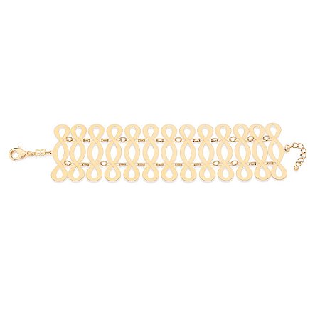 PULSEIRA FOLHEADO A OURO ELOS ENTRELAÇADOS. MED 20CM ROMMANEL 552182