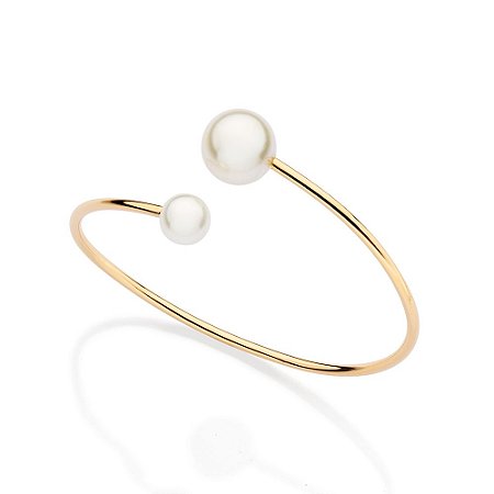 BRACELETE FOLHEADO A OURO COM PÉROLAS. MED 6CM ROMMANEL 552186