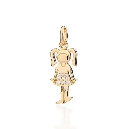 PINGENTE MENINA FOLHEADO A OURO COM ZIRCÔNIAS. MED 2,80CM ROMMANEL 542919