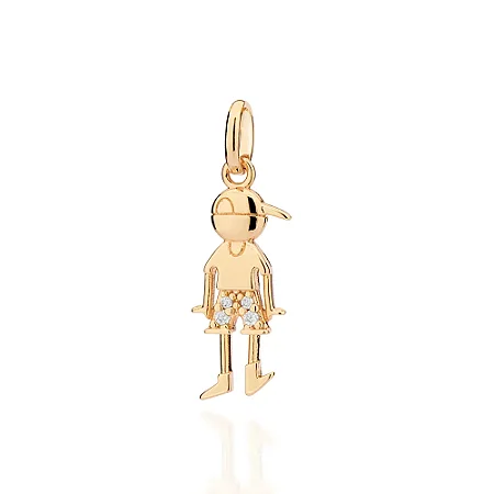 PINGENTE MENINO FOLHEADO A OURO COM ZIRCÔNIAS. MED 2,90CM ROMMANEL 542920