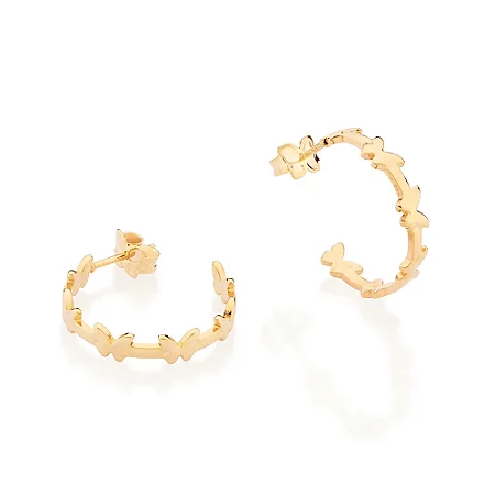 ARGOLA BORBOLETAS FOLHEADO A OURO. MED 2,10CM ROMMANEL 527374