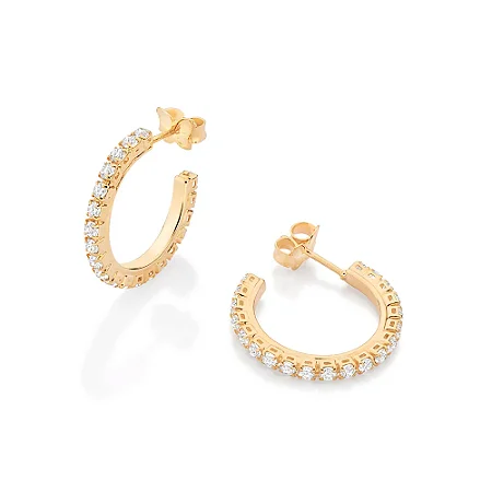 ARGOLA FOLHEADO A OURO COM ZIRCÔNIAS. MED 2,2CM ROMMANEL 527412