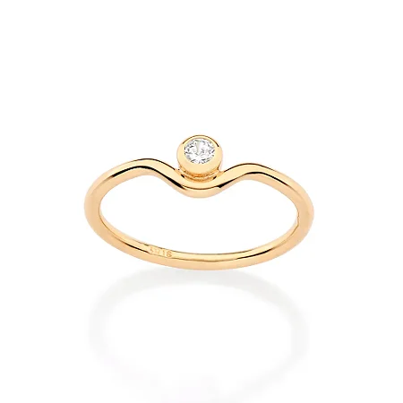 ANEL SOLITÁRIO FOLHEADO A OURO COM ZIRCÔNIAS ROMMANEL 513538