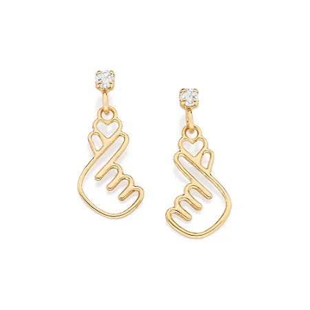 BRINCO FOLHEADO A OURO CORAÇÃO DORAMA. MED 2,00CM ROMMANEL 527423