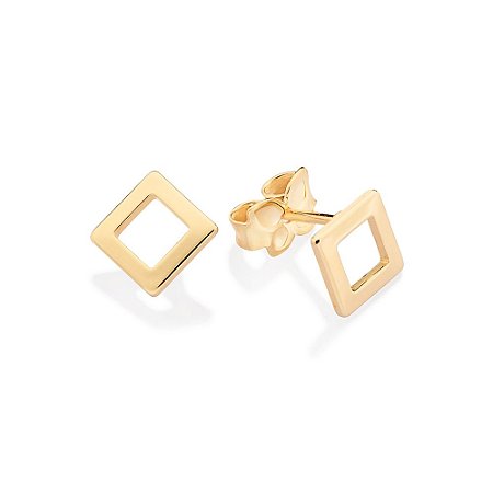 BRINCO QUADRADO VAZADO FOLHEADO A OURO. MED 0,60CM ROMMANEL 527453