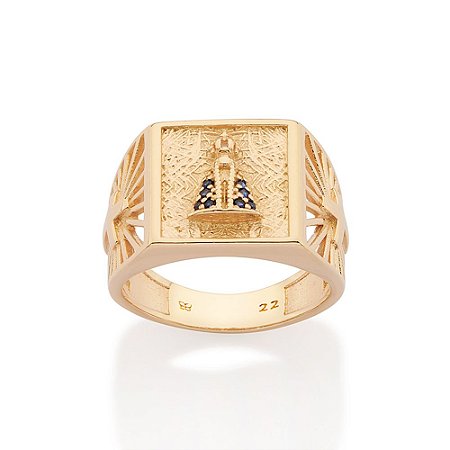 MAXI ANEL FOLHEADO A OURO NOSSA SENHORA APARECIDA COM ZIRCÔNIAS ROMMANEL 513567